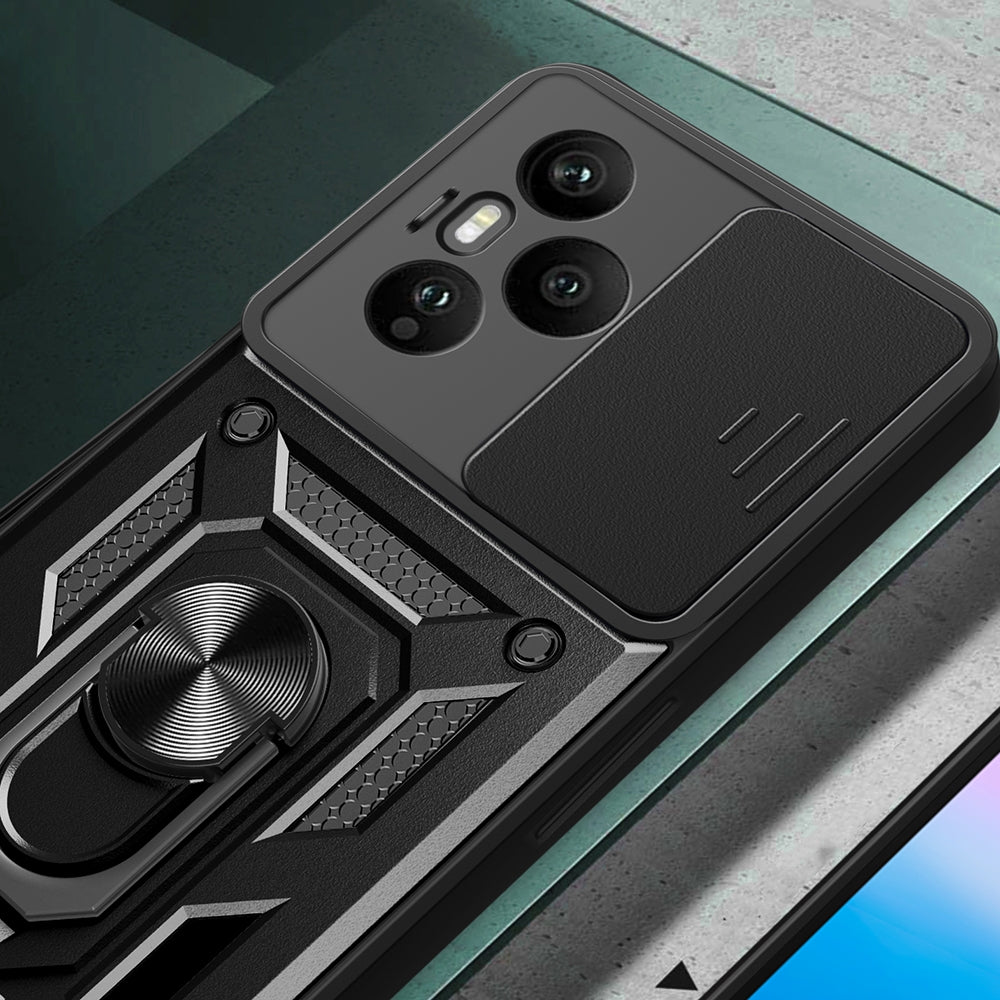 Rengareng Honor 400 Pro Kılıf Magnetik Standlı Kamera Korumalı Zore Sürgülü Vega Kapak - Mavi