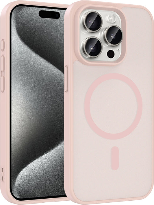 Rengareng iPhone 15 Pro Kılıf M-Safe Şarj Özellikli Zore Babet Kapak - Mavi