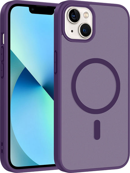 Rengareng iPhone 13 Kılıf M-Safe Şarj Özellikli Zore Babet Kapak - Derin Mor