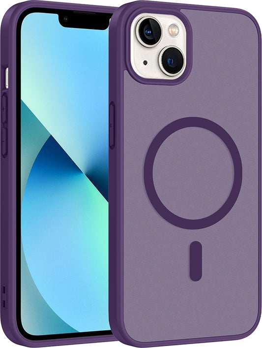 Rengareng iPhone 13 Kılıf M-Safe Şarj Özellikli Zore Babet Kapak - Derin Mor