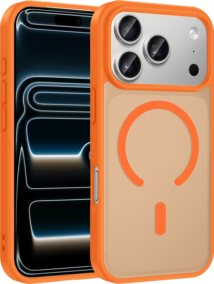 Rengareng iPhone 17 Pro Kılıf M-Safe Şarj Özellikli Zore Babet Kapak - Turuncu