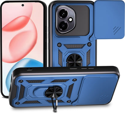Rengareng Honor 400 Kılıf Magnetik Standlı Kamera Korumalı Zore Sürgülü Vega Kapak - Mavi