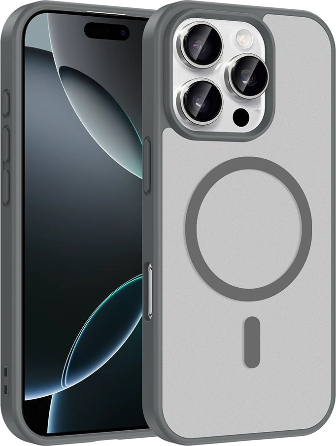 Rengareng iPhone 16 Pro Max Kılıf M-Safe Şarj Özellikli Zore Babet Kapak - Gri