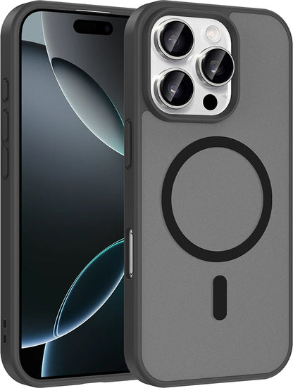 Rengareng iPhone 16 Pro Max Kılıf M-Safe Şarj Özellikli Zore Babet Kapak - Siyah