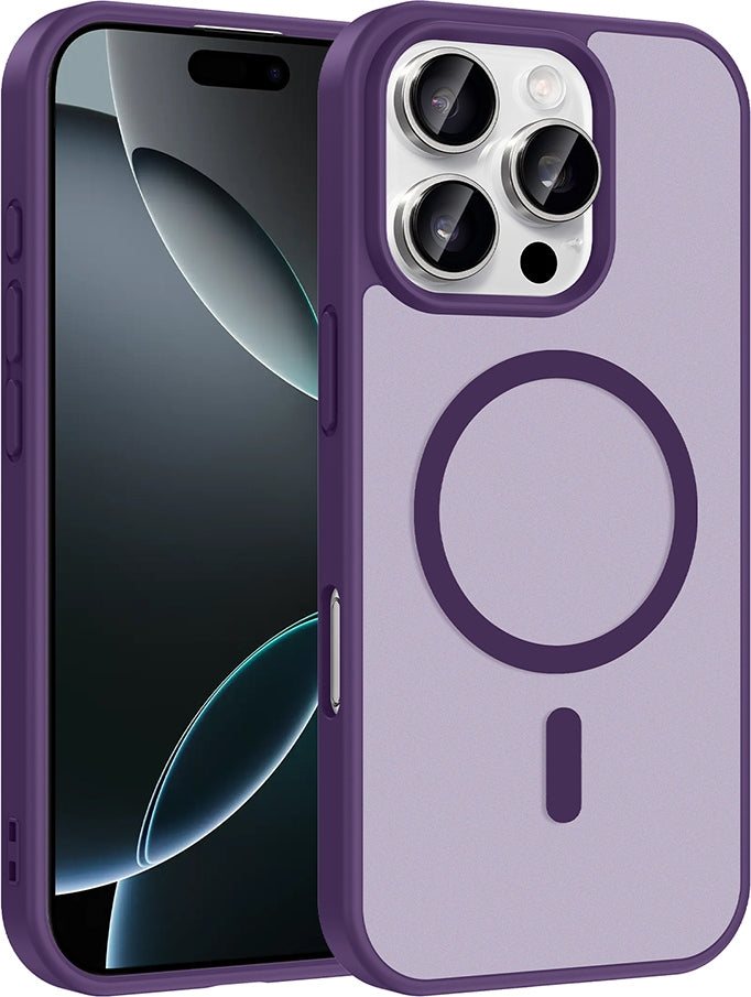 Rengareng iPhone 16 Pro Max Kılıf M-Safe Şarj Özellikli Zore Babet Kapak - Derin Mor