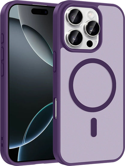 Rengareng iPhone 16 Pro Max Kılıf M-Safe Şarj Özellikli Zore Babet Kapak - Derin Mor