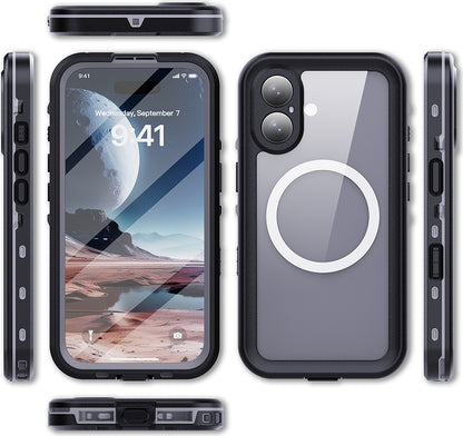 Rengareng iPhone 16 Kılıf 1-1 Su Geçirmez Kılıf - Siyah