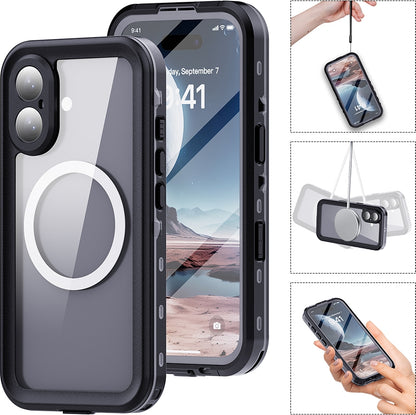 Rengareng iPhone 16 Kılıf 1-1 Su Geçirmez Kılıf - Siyah