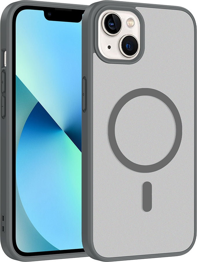 Rengareng iPhone 13 Kılıf M-Safe Şarj Özellikli Zore Babet Kapak - Gri