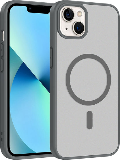 Rengareng iPhone 13 Kılıf M-Safe Şarj Özellikli Zore Babet Kapak - Gri