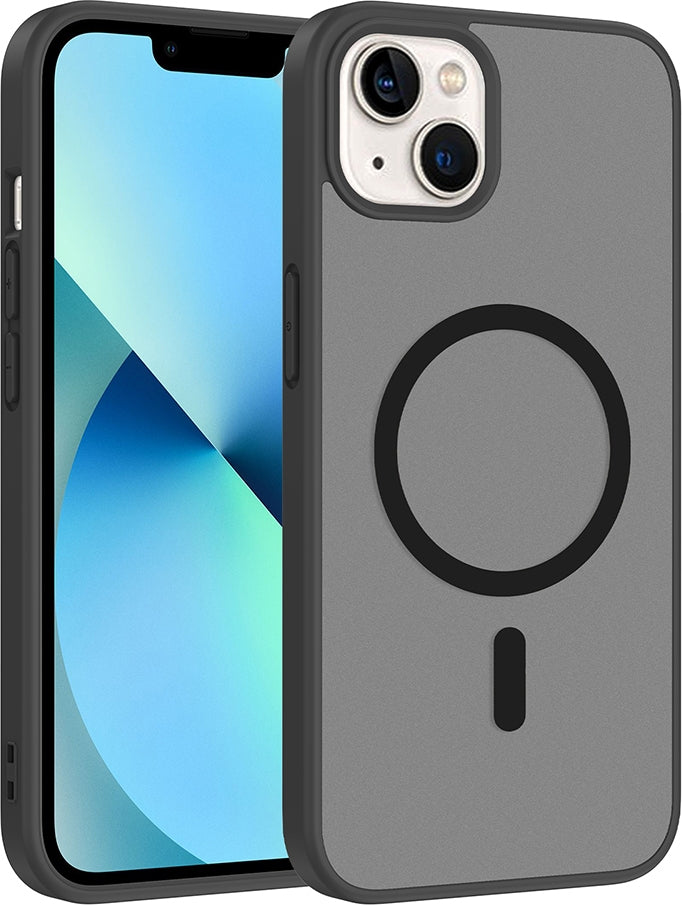 Rengareng iPhone 14 Kılıf M-Safe Şarj Özellikli Zore Babet Kapak - Siyah