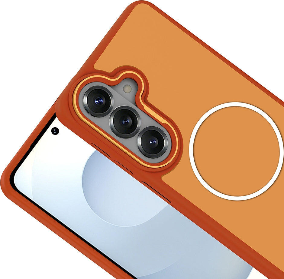 Rengareng Galaxy S26 Plus Kılıf M-Safe Şarj Özellikli Metal Kamera Çerçeveli Zore Sanremo Silikon Kapak - Siya