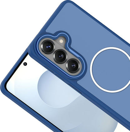 Rengareng Galaxy S26 Plus Kılıf M-Safe Şarj Özellikli Metal Kamera Çerçeveli Zore Sanremo Silikon Kapak - Siya