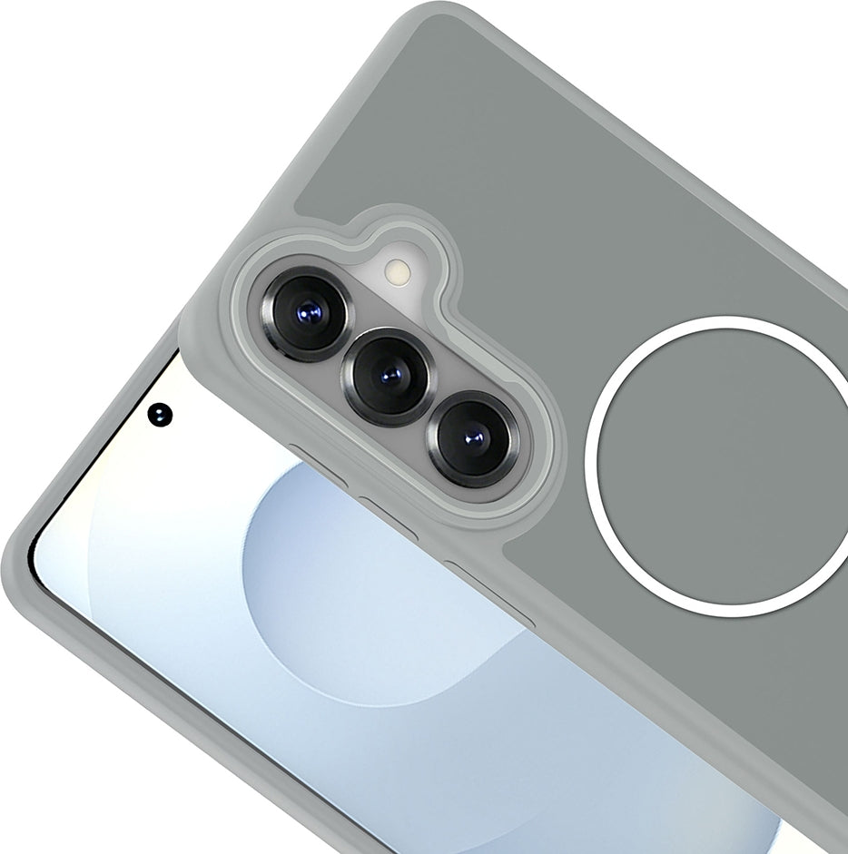 Rengareng Galaxy S26 Plus Kılıf M-Safe Şarj Özellikli Metal Kamera Çerçeveli Zore Sanremo Silikon Kapak - Siya