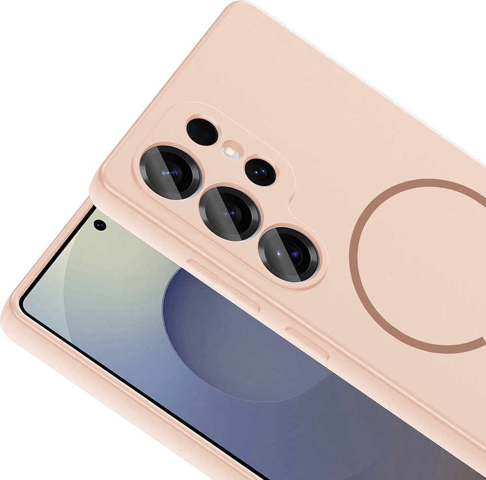 Rengareng Galaxy S26 Ultra Kılıf M-Safe Şarj Özellikli Zore Meta Kapak - Rose Pembe