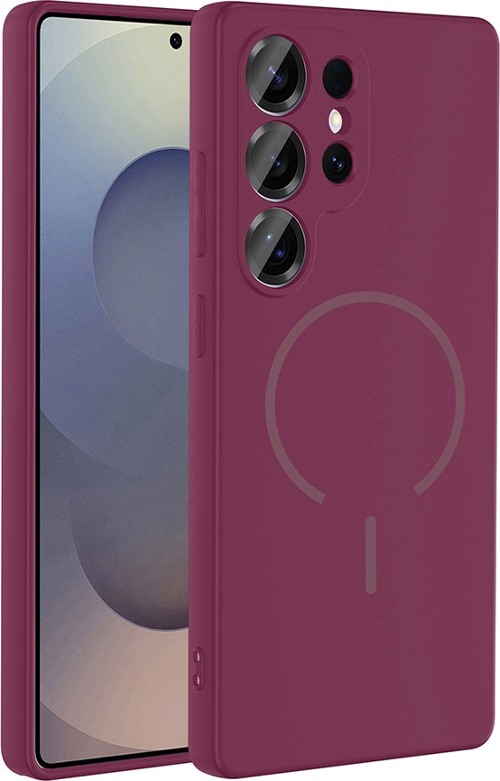 Rengareng Galaxy S26 Ultra Kılıf M-Safe Şarj Özellikli Zore Meta Kapak - Mürdüm