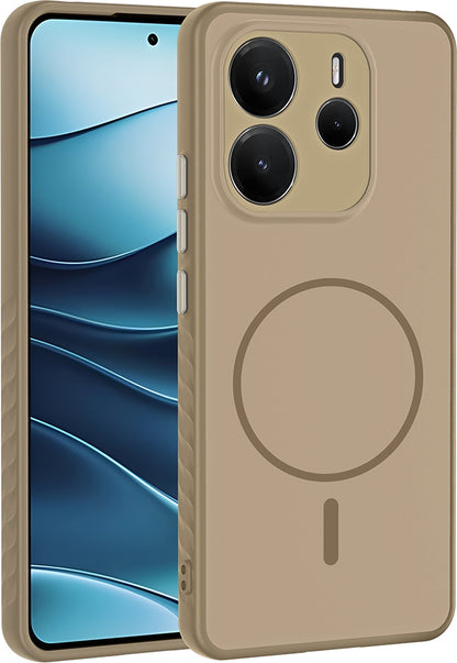 Rengareng Redmi Note 14 4g Kılıf M-Safe Şarj Özellikli Zore Tea Kapak - Gold