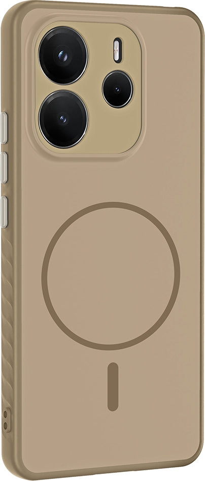 Rengareng Redmi Note 14 4g Kılıf M-Safe Şarj Özellikli Zore Tea Kapak - Gold