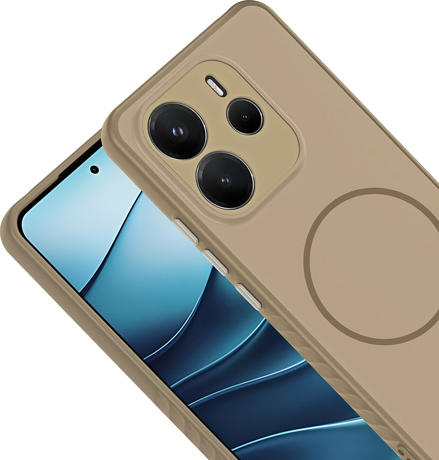 Rengareng Redmi Note 14 4g Kılıf M-Safe Şarj Özellikli Zore Tea Kapak - Gold