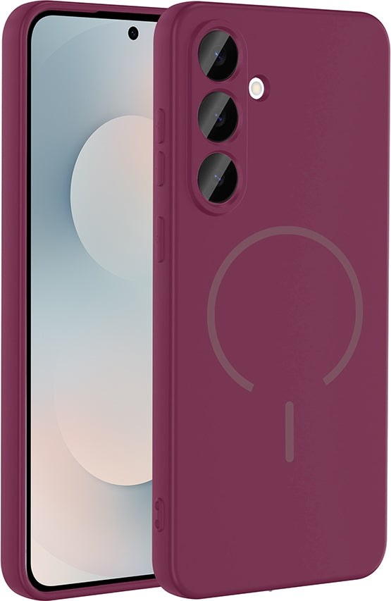 Rengareng Galaxy S26 Plus Kılıf M-Safe Şarj Özellikli Zore Meta Kapak - Mürdüm