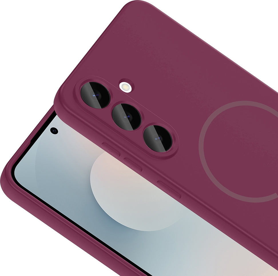 Rengareng Galaxy S26 Plus Kılıf M-Safe Şarj Özellikli Zore Meta Kapak - Mürdüm