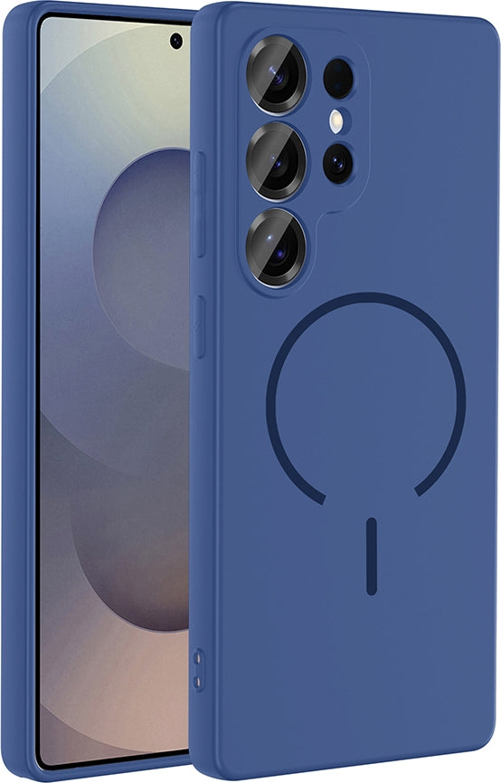Rengareng Galaxy S26 Ultra Kılıf M-Safe Şarj Özellikli Zore Meta Kapak - Lacivert