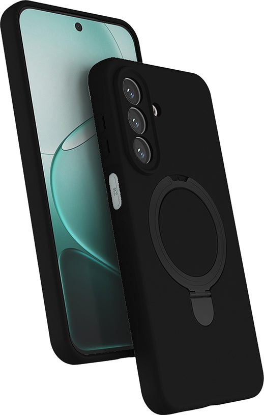 Rengareng Galaxy A27 Kılıf M-Safe Şarj Özellikli Standlı Zore Samara Kapak - Siyah