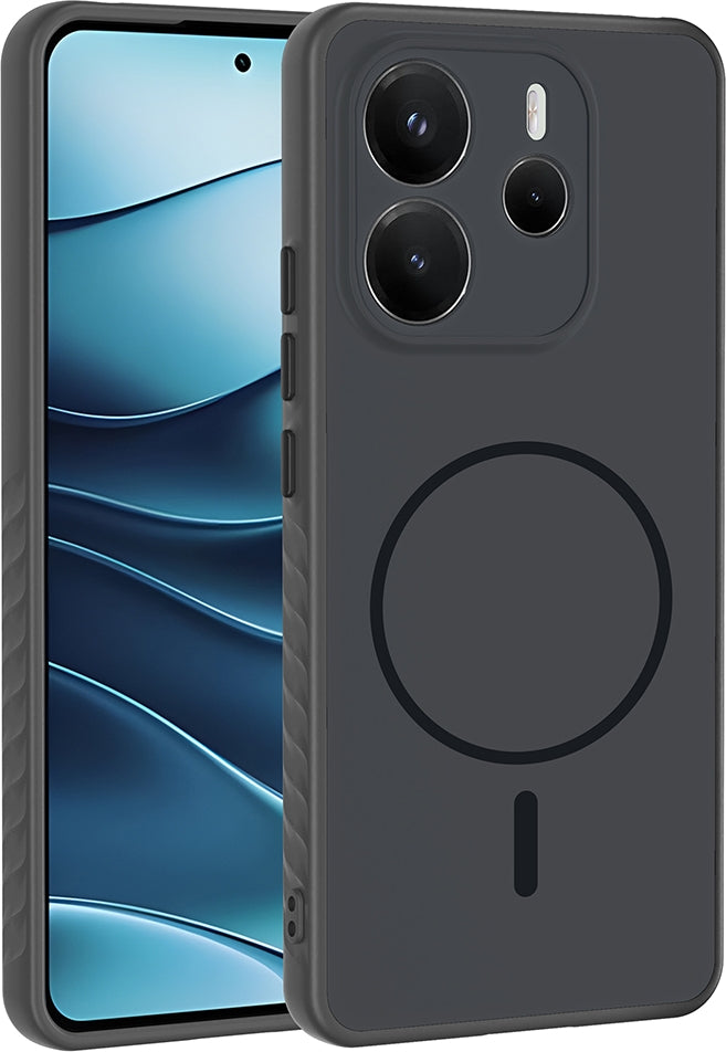 Rengareng Redmi Note 14 4g Kılıf M-Safe Şarj Özellikli Zore Tea Kapak - Siyah