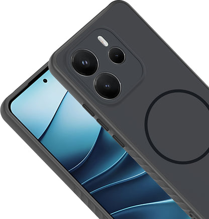 Rengareng Redmi Note 14 4g Kılıf M-Safe Şarj Özellikli Zore Tea Kapak - Siyah