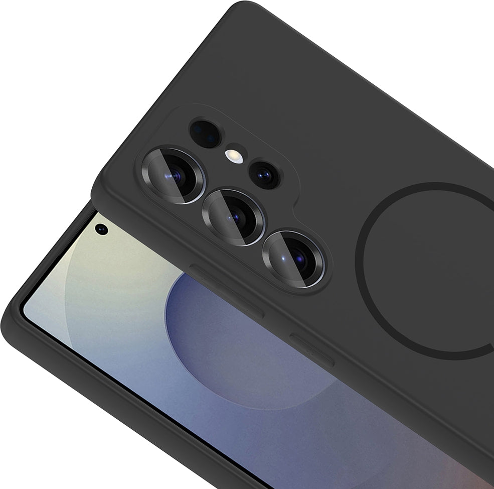 Rengareng Galaxy S26 Ultra Kılıf M-Safe Şarj Özellikli Zore Meta Kapak - Siyah