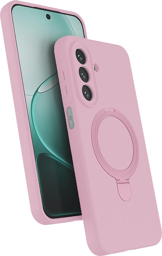 Rengareng Galaxy A27 Kılıf M-Safe Şarj Özellikli Standlı Zore Samara Kapak - Pembe