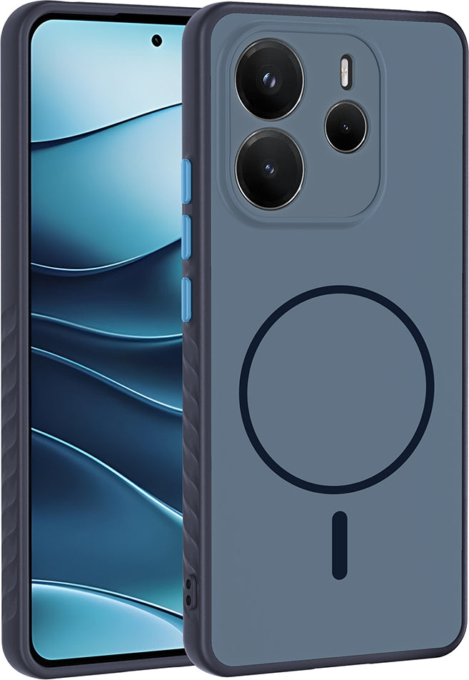 Rengareng Redmi Note 14 4g Kılıf M-Safe Şarj Özellikli Zore Tea Kapak - Lacivert