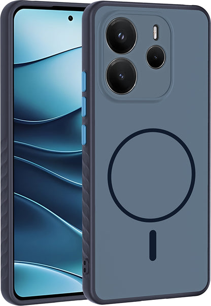 Rengareng Redmi Note 14 4g Kılıf M-Safe Şarj Özellikli Zore Tea Kapak - Lacivert