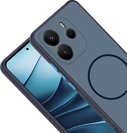 Rengareng Redmi Note 14 4g Kılıf M-Safe Şarj Özellikli Zore Tea Kapak - Lacivert