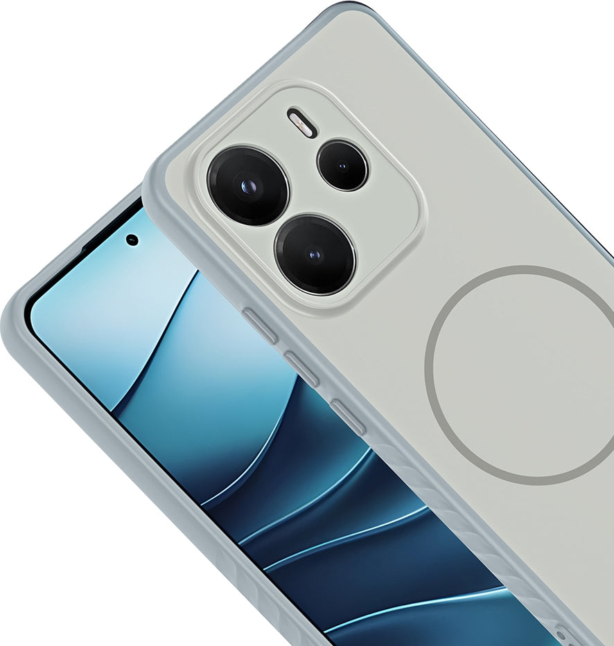 Rengareng Redmi Note 14 4g Kılıf M-Safe Şarj Özellikli Zore Tea Kapak - Gümüş