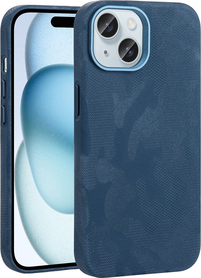 Rengareng iPhone 15 Kılıf M-Safe Şarj Özellikli Kamuflaj Tasarımlı Mnc Sera Sert Pc Kapak - Lacivert
