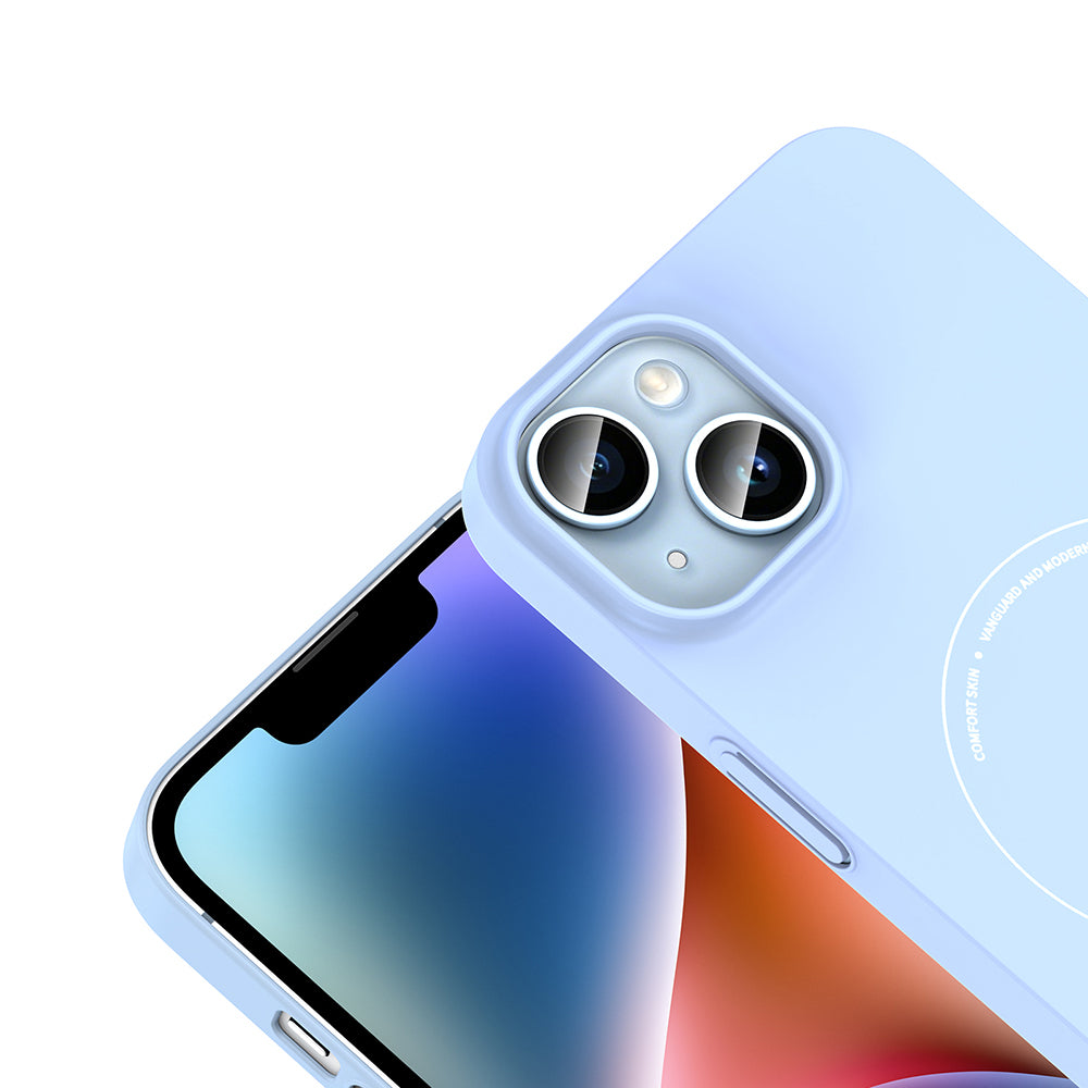 iPhone 13 Kılıf M-Safe Şarj Özellikli Kamera Korumalı MNC Elio Sert PC Kapak - Açık Mavi