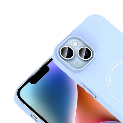 iPhone 13 Kılıf M-Safe Şarj Özellikli Kamera Korumalı MNC Elio Sert PC Kapak - Açık Mavi