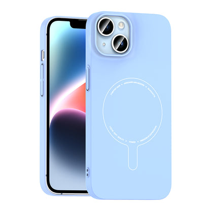 iPhone 13 Kılıf M-Safe Şarj Özellikli Kamera Korumalı MNC Elio Sert PC Kapak - Açık Mavi