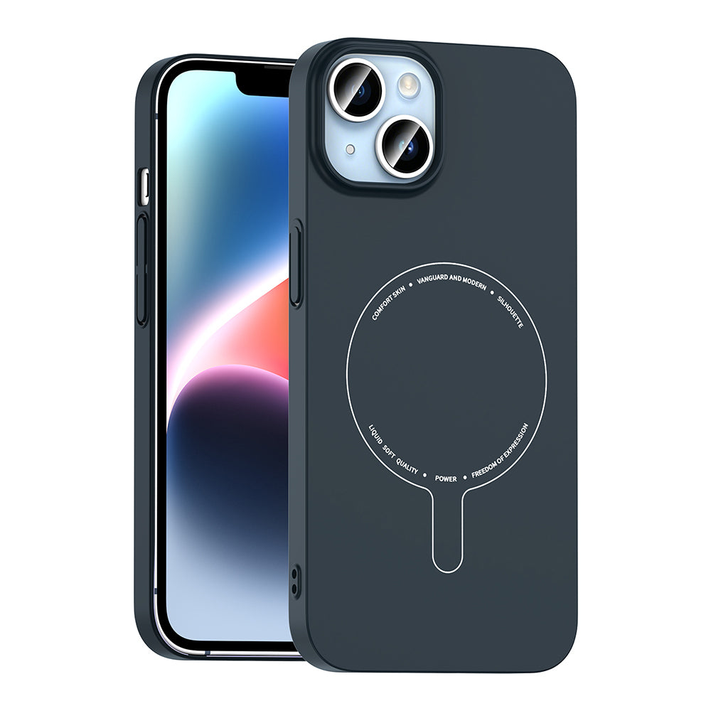 iPhone 13 Kılıf M-Safe Şarj Özellikli Kamera Korumalı MNC Elio Sert PC Kapak - Lacivert