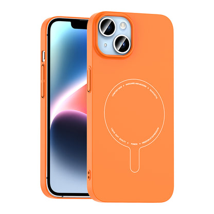 iPhone 13 Kılıf M-Safe Şarj Özellikli Kamera Korumalı MNC Elio Sert PC Kapak - Turuncu