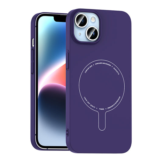 iPhone 13 Kılıf M-Safe Şarj Özellikli Kamera Korumalı MNC Elio Sert PC Kapak - Derin Mor