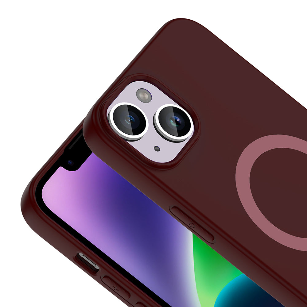 iPhone 13 Kılıf M-Safe Şarj Özellikli MNC Aris Silikon Kapak - Mürdüm