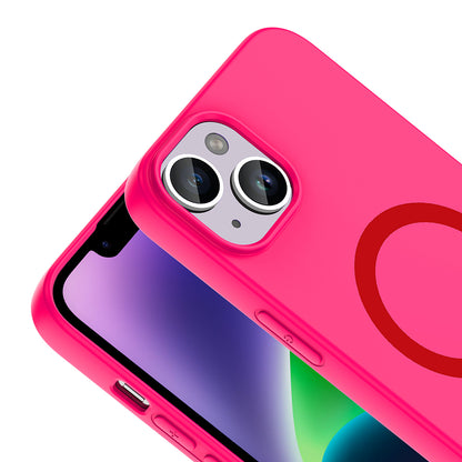 iPhone 13 Kılıf M-Safe Şarj Özellikli MNC Aris Silikon Kapak - Koyu Pembe