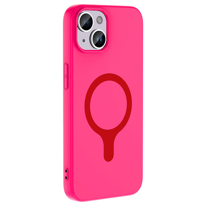 iPhone 13 Kılıf M-Safe Şarj Özellikli MNC Aris Silikon Kapak - Koyu Pembe