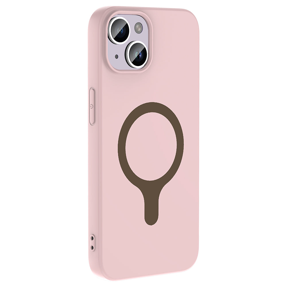 iPhone 13 Kılıf M-Safe Şarj Özellikli MNC Aris Silikon Kapak - Açık Pembe