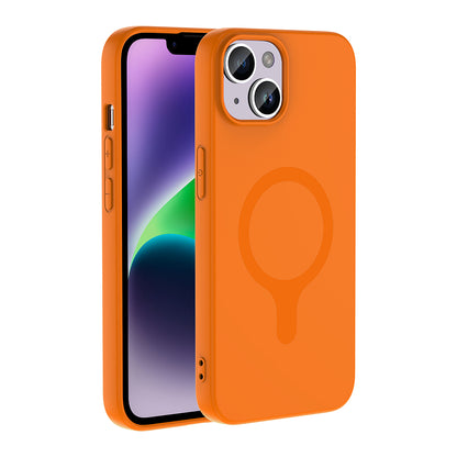 iPhone 13 Kılıf M-Safe Şarj Özellikli MNC Aris Silikon Kapak - Turuncu