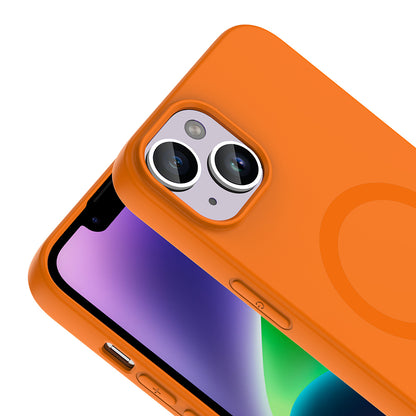 iPhone 13 Kılıf M-Safe Şarj Özellikli MNC Aris Silikon Kapak - Turuncu