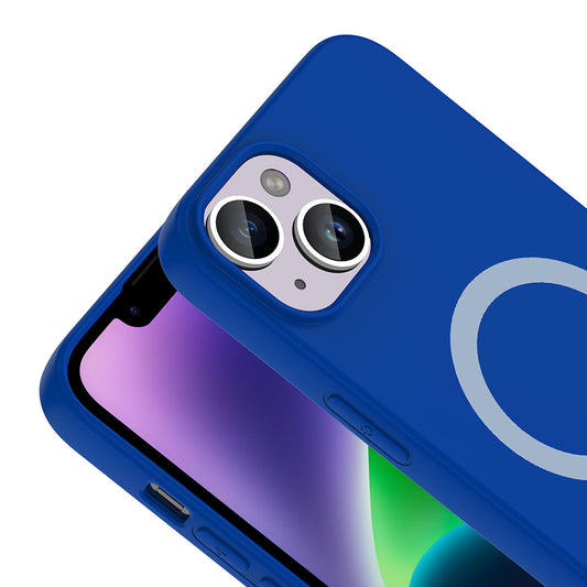 iPhone 13 Kılıf M-Safe Şarj Özellikli MNC Aris Silikon Kapak - Saks Mavi