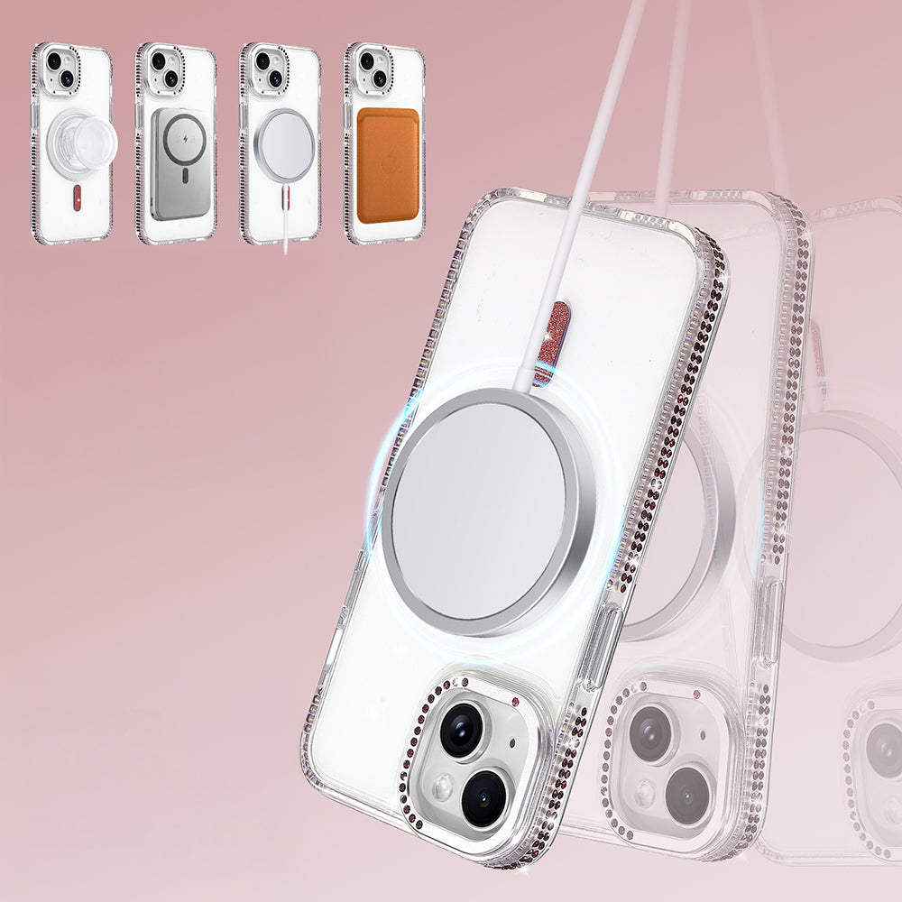 iPhone 13 Kılıf M-safe Şarj Özellikli MNC Tera Silikon Kapak - Mürdüm
